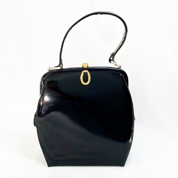 theodor Handbags - VINTAGE 60’s THEODOR California Hand Bag Black Patent Vinyl